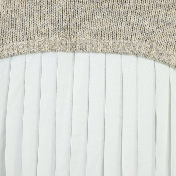 Kensie Women's Sweater Marled Oatmeal Knit With Sheer Pleaded Back Size Medium - Picture 10 of 12